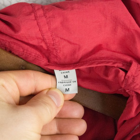 Levis Jacket Mens Medium Red Blue Oversized Half Zip Hooded Nylon Retro Striped - Picture 11 of 12